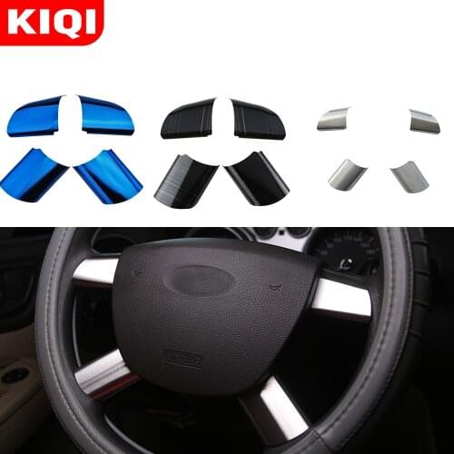 KIQI 4Pcs/Set Stainless Steel Car Steering Wheel Decoration Cover Trim Sticker for Ford Focus 2 MK2 2005 - 2013 Car Styling