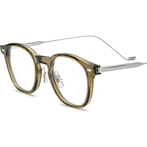 2021 New round retro frame glasses fashion star with flat mirror ultra-light pure titanium plate glasses frame