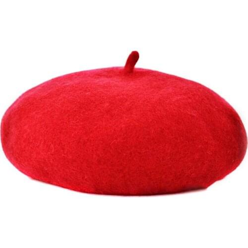 Autumn Winter Solid Color Vintage Berets Cap Round Soft Woolen French Artist Beanie Hat for Girls Children Hat Fashion Accessory