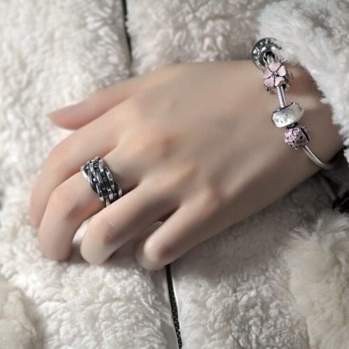 Weave 925 Sterling Silver Rings Unisex Retro Personality 925 Silver Ring Finger Ring Opening Adjustable Sterling Silver 925 Ring