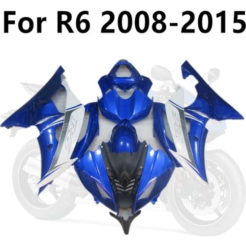 Motorcycle Full Fairing Kit for YAMAHA R6 2008-2015 YZF600 Cowling 08-09-10-11-12-13-14-15 ABS Blue White Glossy Hollow Letters