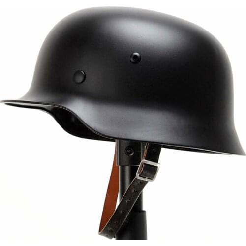 WWII WW2 German Army Black M35 Helmet Leather lining Chin Strap Military War Reenactments GE
