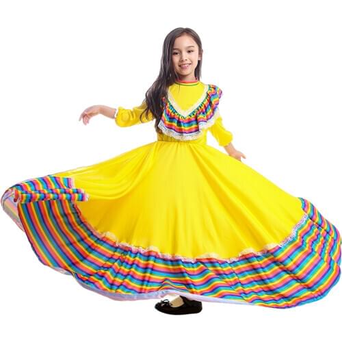Girls Amazing Jalisco Traditional Guadalajara Mexican Folk Dancer Costume 3 Colors Available