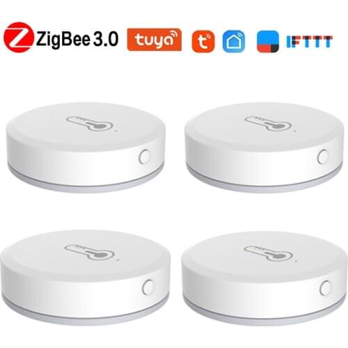 1-4pcs Tuya App ZigBee Smart Temperature And Humidity Sensor With Zigbee Hub Home Security Via Alexa Google Home Smart Home