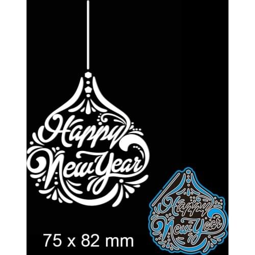 Cutting Dies Happy New Year Letters New Metal Stencils DIY Scrap Booking Paper Cards Making Decoration 75*82mm