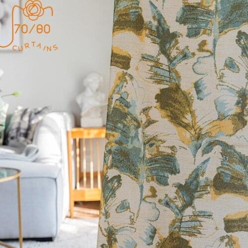 Modern Simple Curtains Natural Printing Blackout Curtains for Living Dining Room Bedroom Custom Finished Products