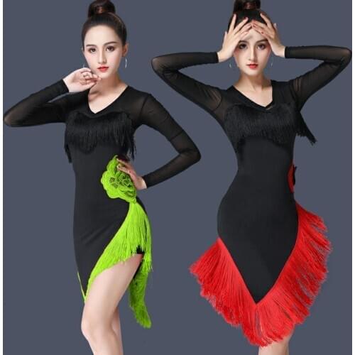 Adult Woman Lading Dance Show Clothing Art Test Match Serve Tassels Dress Lading Dance Clothing Woman Adult