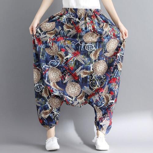 Nepal Cross Pants Women big size lantern pants Indian Baggy Bloomers Boho Extra Loose Floral Fluid Drop Crotch Harem pants A5972