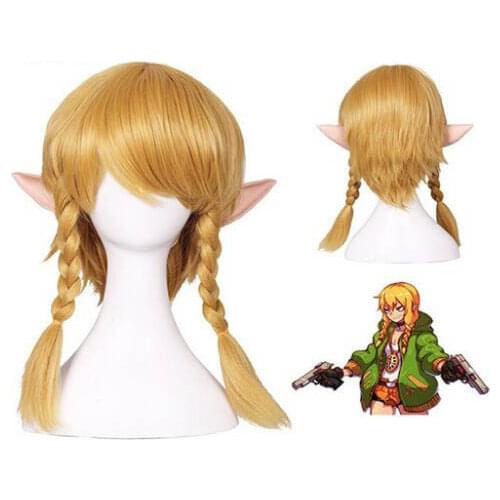 Anime Hair Cap+Hyrule Warriors Cosplay Wig Female Linkle Golden Braids Women Link Rinkuru Synthetic Hair for Adults Costume