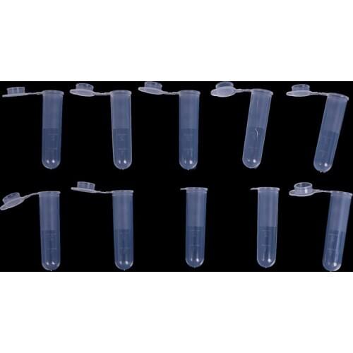 10pcs 5ml Multi-purpose Clear Plastic Laboratory Centrifuge Tube Sample Storage Lid With Graduated Round Bottom With Cap