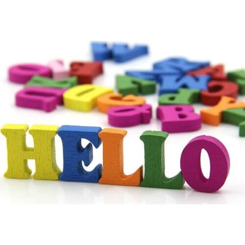 100pcs/lot Children DIY Wooden Alphabet Crafts Jigsaw Puzzles Toys Brain Teaser Early Educational Letters Puzzle For Kids