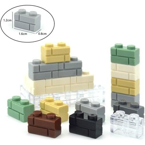 130PCS DIY Building Blocks Wall Bricks 1x2 Dot Educational Creative Construction MOC City House Accessories Compatible All brand