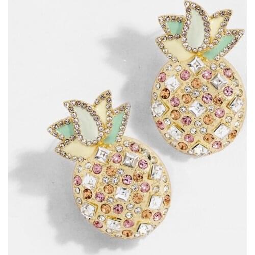 2020 European and American New Exaggerated Exquisite Crystal Drop Oil Pineapple Earrings Trendy Earrings
