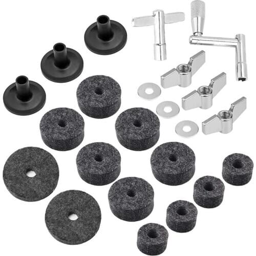 23 Pieces Cymbal Replacement Accessories Cymbal Felts Hi-Hat Clutch Felt Hi Hat Cup Felt Cymbal Sleeves with Base Wing Nuts Cymb