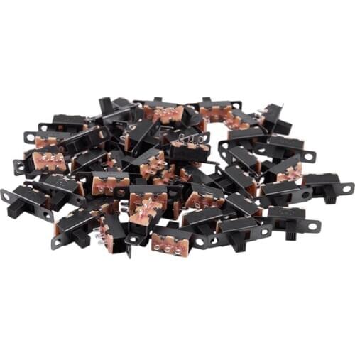 50 Pcs ON/ON 2 Position 1P2T SPDT Mini Panel Slide Switch Solder Lug SS12F1-G3