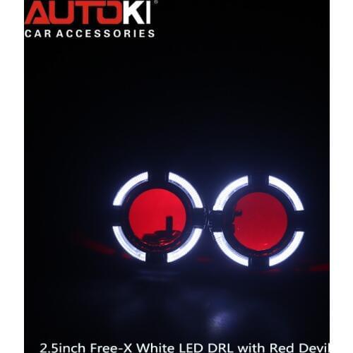 Autoki Car Styling 2.5inch H1 Xenon Bulbs HID Projector Lens +Quadrod Led Light Guide Shrouds Auto Accessorie For Toyota/Honda