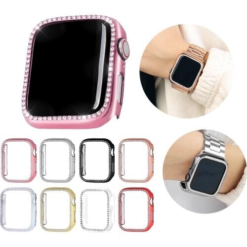 Diamond case cover For Apple watch band 5 4 3 2 1 case cover 44mm 40mm 42mm 38mm iwatch band Crystal protective bumper