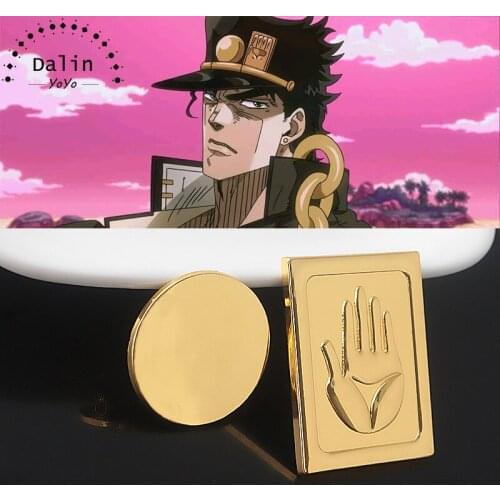 Hot Anime JOJOS Bizzare Adventure Kujo Jotaro Cosplay Brooch Gold Hand Badge Pin Brooches in Kujo Jotaros Hat Jewelry