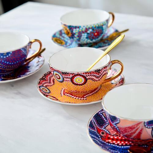 New Bone China coffee cup and Saucer sets Bohemian Flower tea cup tea party home drinking ware essential afternoon tea cup set