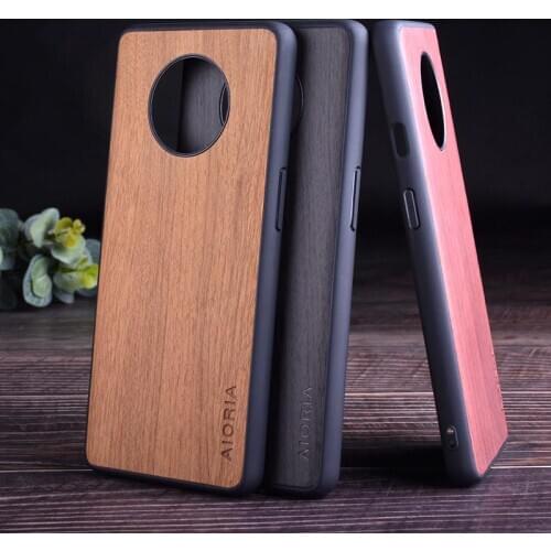 Wooden Like case for Oneplus 7T TPU+PC + wood PU leather skin covers coque fundas for Oneplus 7T