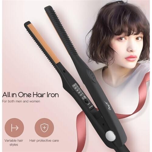 Ultra-Thin Hair Styling Tool with 4 gears Temperature Settings Ceramic Flat Iron for Short Middle Hair Curler and Straightener