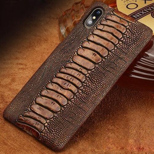 Genuine Leather Ostrich foot pattern Breathable phone case For iPhone X XS XSmax 12 Mini XR 6 7 8 8plus 11 Pro Max case