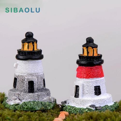 Tower Seaside Castle figures decorative for mini fairy garden animals statue jardin miniature Moss ornaments resin craft TNB002