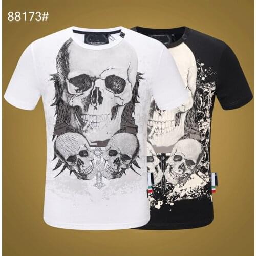 2020 New Men T-shirt Round Neck Short Sleeve Fashion Sports Tops Hip Hop Street Plein Skull Short Sleeve 3D Print Summer T-Shirt