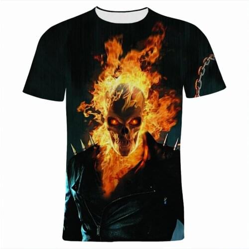 Short Sleeve T Shirt For Male Marvel 3D Print Ghost Rider Summer Children T-shirts Vintage Short Sleeve Men Women Tee Tops