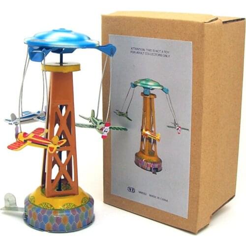 Antique Scene Tin Toys Children Wind up Iron Robot Figure Retro Home Decor Rotating Planes Tin Toy