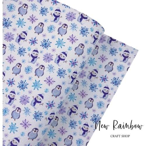 New Rainbow 30x138cm/roll Cute Winter Animals Pu faux Leather for bows, earrings, bags, purse and many DIY handmade crafts