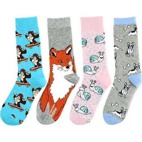 [WPLOIKJD]Colorful Novelty Hip Hop Calcetines Hombre Sox Divertido Animal Print Harajuku Socks Men Skarpetki For Mens Gifts