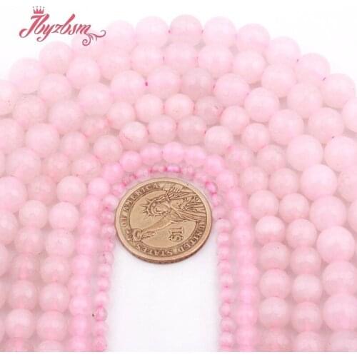 Round Faceted Pink Jades Beads Stone Loose Spacer Beads for Women Men DIY Necklace Bracelet Earrings Rings Jewelry Making 15"