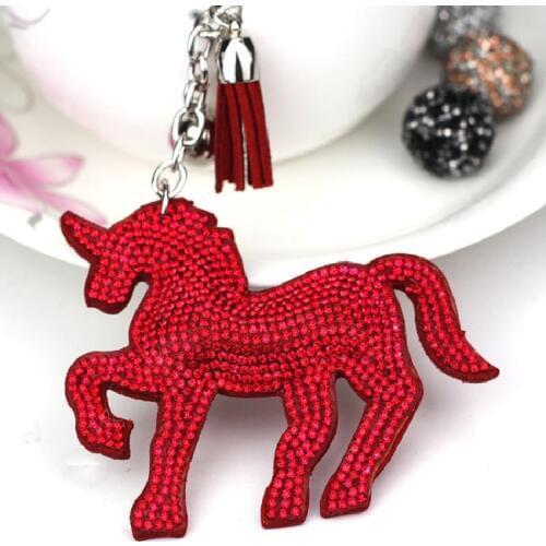 Hot Selling Explosion-proof Flannel Material Hot Zircon Keychain Tassel Unicorn Bag Pendant Decoration Fashion Supply Jewelry