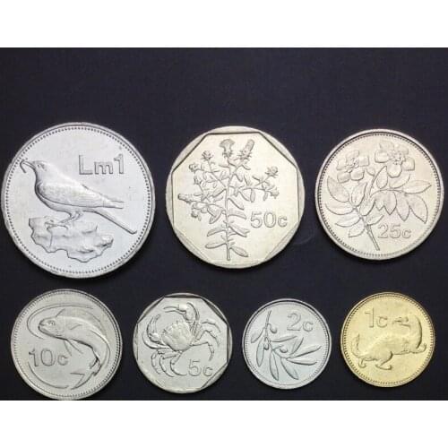 Malta Set 7 Coins Original True Real Genuine Coin European Collectible Gift UNC