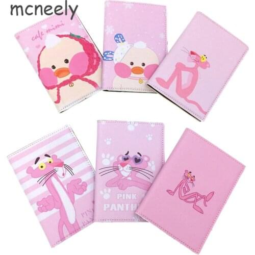 Fashion Pink-Panther Travel Passport Covers Leather Women Passport Credit Holder Bag Case Wallet Purse Student Kids Gift
