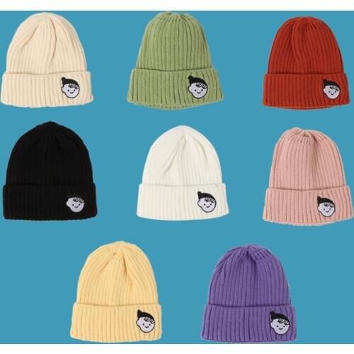 Cartoon Dolls Embroidered Crochet Knit Cap Beanie Solid Warm Skullies Beanies Caps Female Knitted Hat Ladies Girls Winter Hats