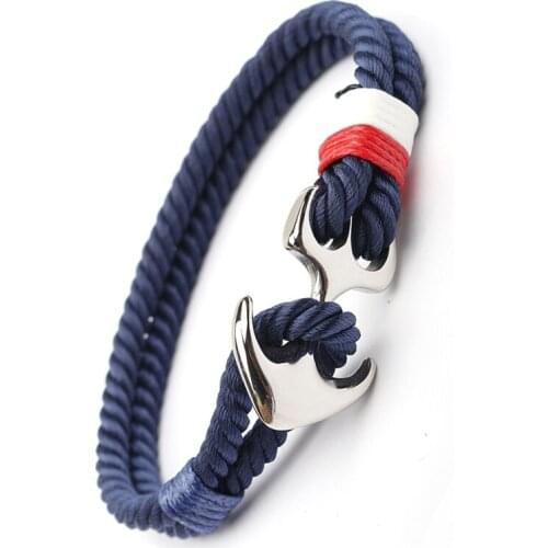 Men Paracord Anchor-Shape Bracelets Stainless Steel Pulseira Masculina Feminina Jewelry Male Wrap