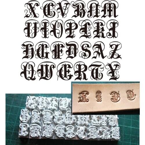 Angelo text font Complete set of 26 letter molds Hand-work unique design leather working tools