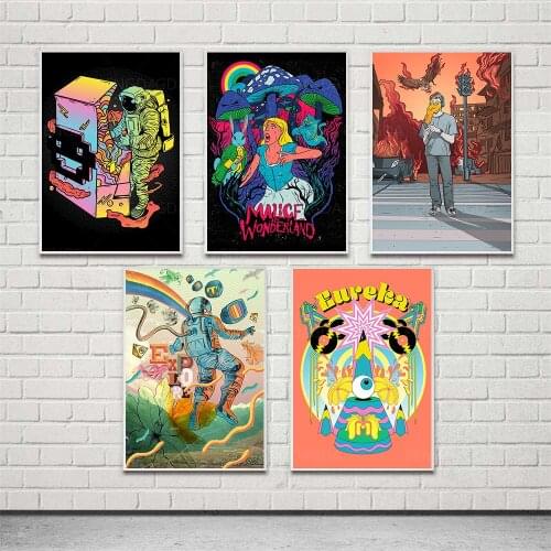 HD Prints MALICE WONDERLAND Poster Wall Art Astronaut Canvas Painting Modern Home Decoration Bedroom Modular Pictures Framework