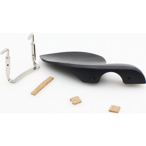 New arrival Dyed Black Wood Violin Chin Rest with Silver Chinrest Screw Cork Professional 4/4 Violin Parts Accessories