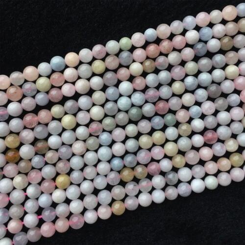 Genuine Natural Multicolour Green Pink Blue Aquamarine Beryl Morganite Round Loose Necklace Bracelet Beads 4-12mm 15" 05957