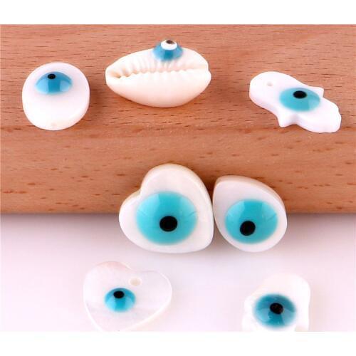 20pcs Natural Mother of Pearl Shell Evil Eye Pendant mix size choose for Shell Necklace Pendants Earring Finding Charms Jewelry