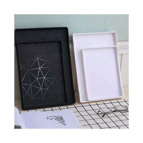 Rectangular Plastic Serving Tray Snack Dried Fruit Dessert Plate Wooden Storage Tray for Home Restaurant Bar