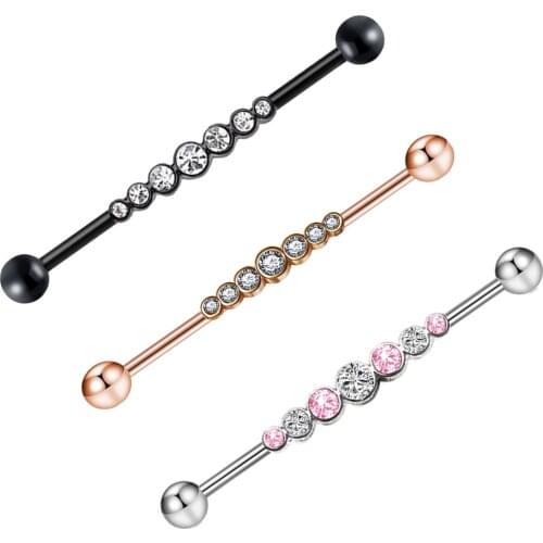 TIANCIFBYJS Wholesale Industrial Barbell Stainless Steel 14G Tragus Earring Cartilage Body Piercing Jewelry 50pcs For Women Men