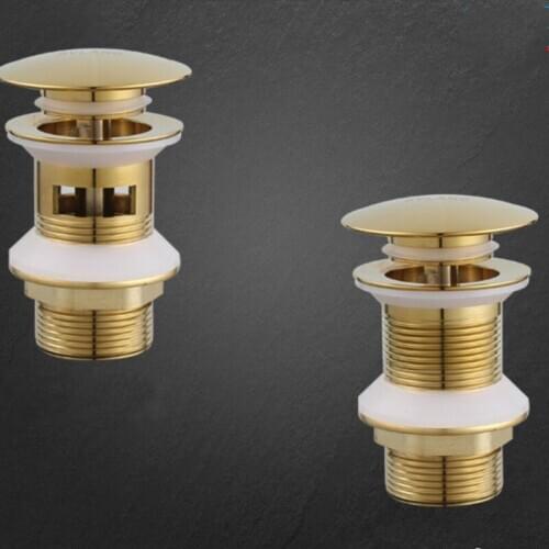 Modern portable thickened all-copper short set golden big bouncing basin drainer washbasin cover mushroom press drainer LX122404