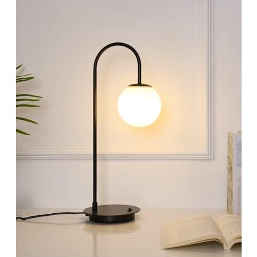 Nordic Glass Table Lamp Golden Black Light Luxury Living Room Study Post Modern Minimalist Bedroom Bedside Iron Led Lighting
