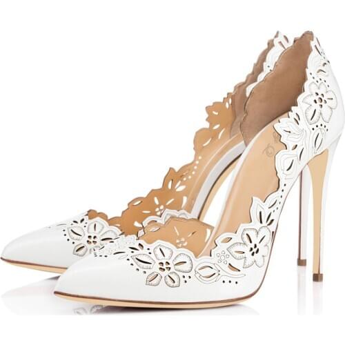 Wed2021 Fashion Carving Patent Leather Single Ma'am Commute Ol One Pedal High-heeled Shoes