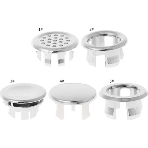 Bathroom Basin Sink Overflow Ring Six-foot Round Insert Chrome Hole Cover Cap