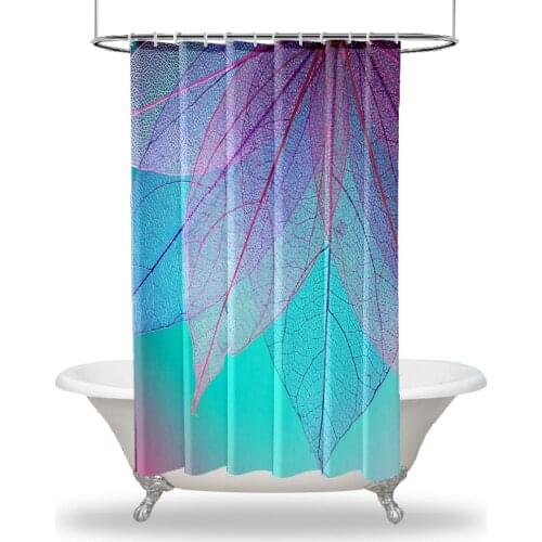 Colorful Art Printed Showers Curtain / Waterproof Button Hole Shower Drapes for Your Bathtub,Bathroom Transparent Leaves Nature